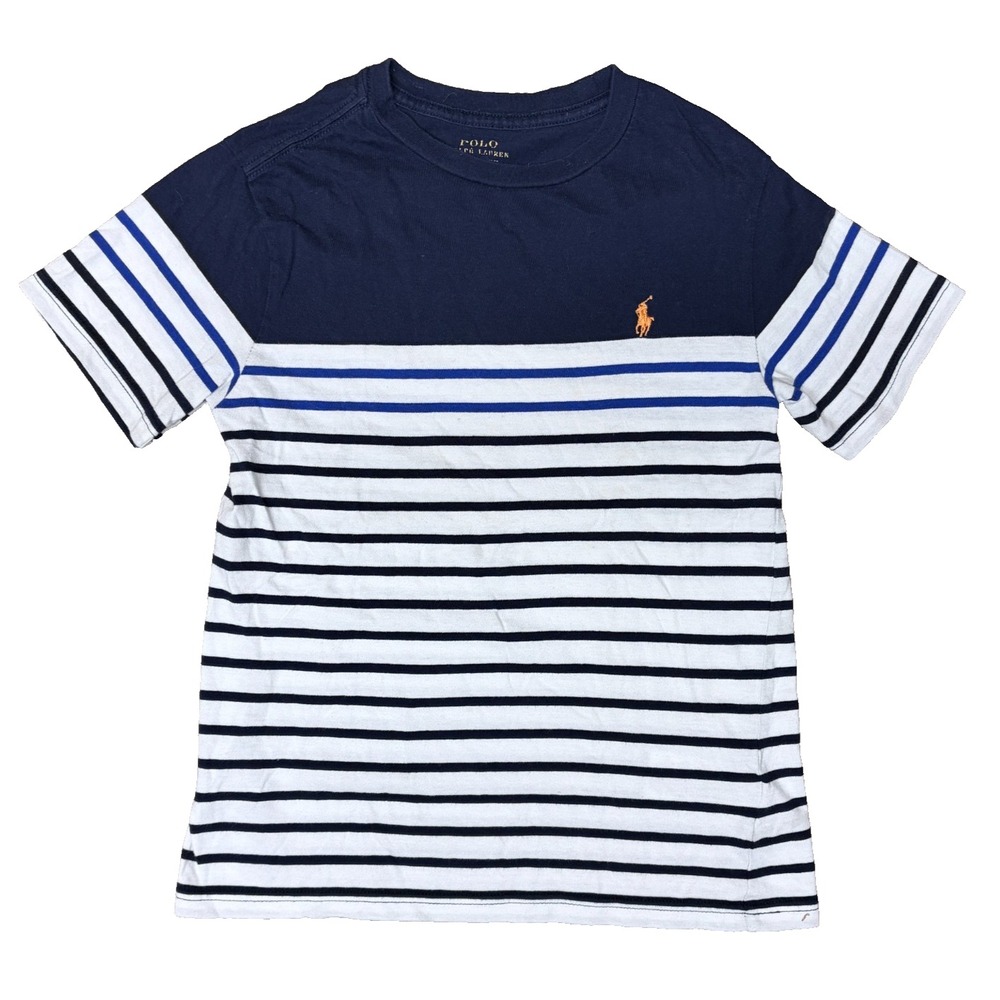 Polo Ralph Lauren Boys Striped Short Sleeve Tee Size S Navy Play Casual Pony